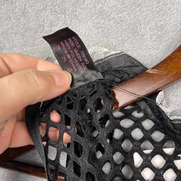 NWT Music Legs Lingerie Maid Costume Womens Plus OS Sexy Fishnet Black Halter - Picture 8 of 11